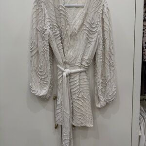 Retrofete white and pearl cocktail mini dress